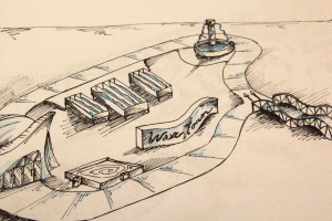 The design for Wave Town, drawn by junior Jason Chen.
