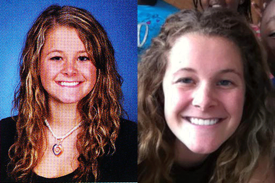 LEFT: 2008 graduate Ashleigh Meyer's senior yearbook photo. RIGHT: 2008 graduate Ashleigh Meyer teaches english abroad in Brussles, Belgium. “I feel that I'm valued as an employee," Meyer said. "I'm being challenged a lot and as a teacher I get to be innovative and creative."(Submitted photo) 