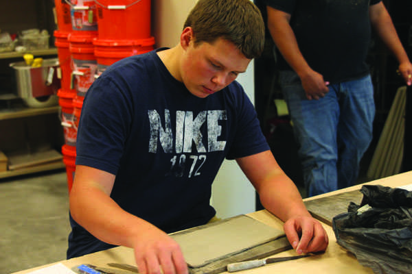 Sophomore Parker Nash begins a clay project in Cermincs on Wednesday, Sept. 19. 