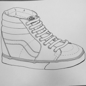 This was a quick contour drawing of a shoe that I did in AP art. It took about 25 minutes and was done with an ink pen. 