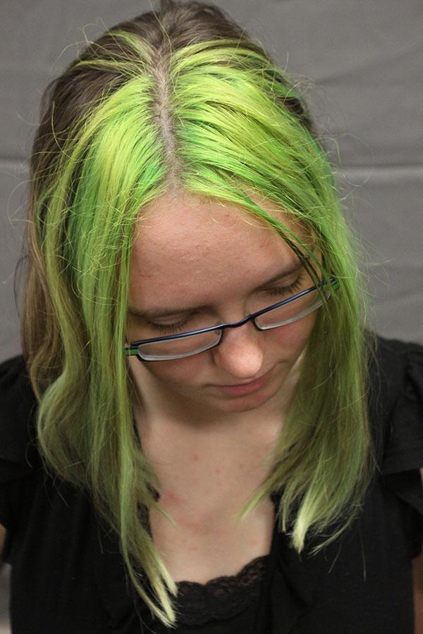 Junior Hayley Dozier recently dyed her hair bright green.