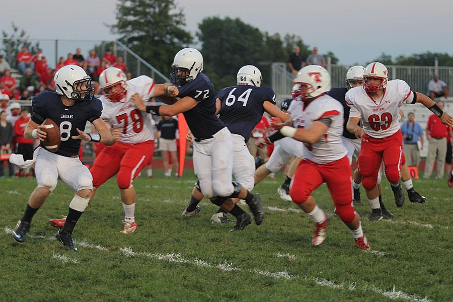 Winning the fourth game of the season, 27-7, the football team remains undefeated after beating the Tonganoxie Chieftains on Friday, Sept. 27.  