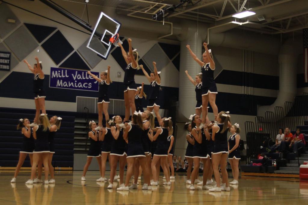 The cheerleaders perform for the rest of the schools at Spirit Spreader on Thursday, Sept. 5.