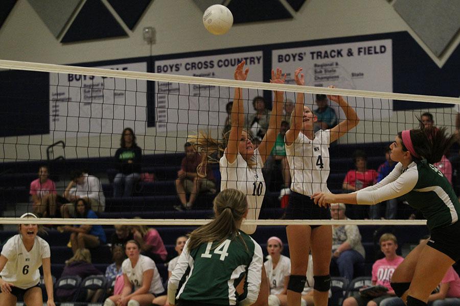 The Jaguars defeated De Soto High School in three sets at the annual Dig Pink match on Thursday, Oct. 10.