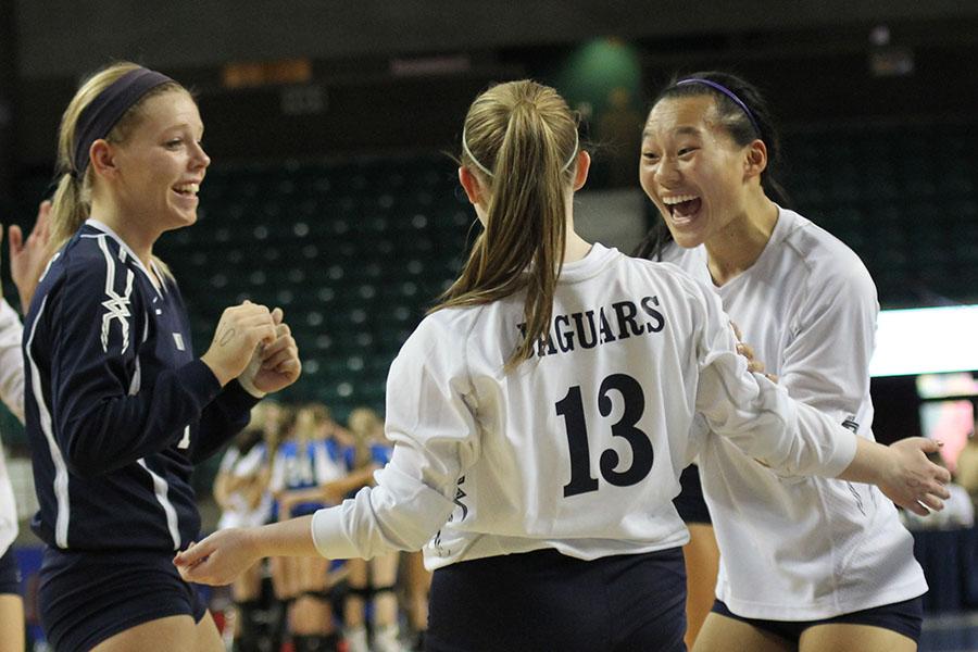 The Jags earned their first win at the state tournament by beating Bishop Carroll in two sets on Friday, Nov. 1