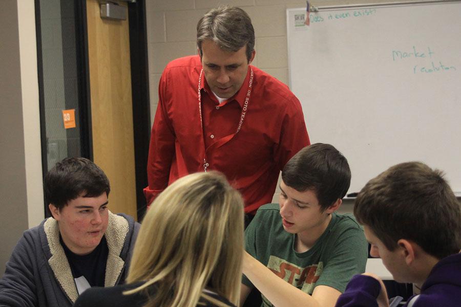 Guiding his AP US History class, social studies teacher Jeff Wieland favors block scheduling because it allows maximum time for rigorous courses.  “[I prefer] block scheduling.  I think that it is more conducive to the kind of lessons we should be teaching under the college and career ready standards,” Wieland said.  