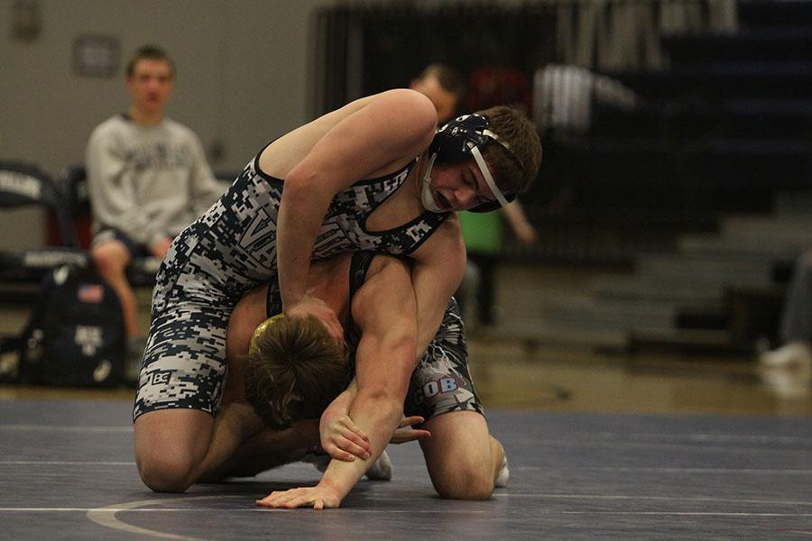 The wrestling team defeated Shawnee Heights, 55-20, on Wednesday, Jan. 22.