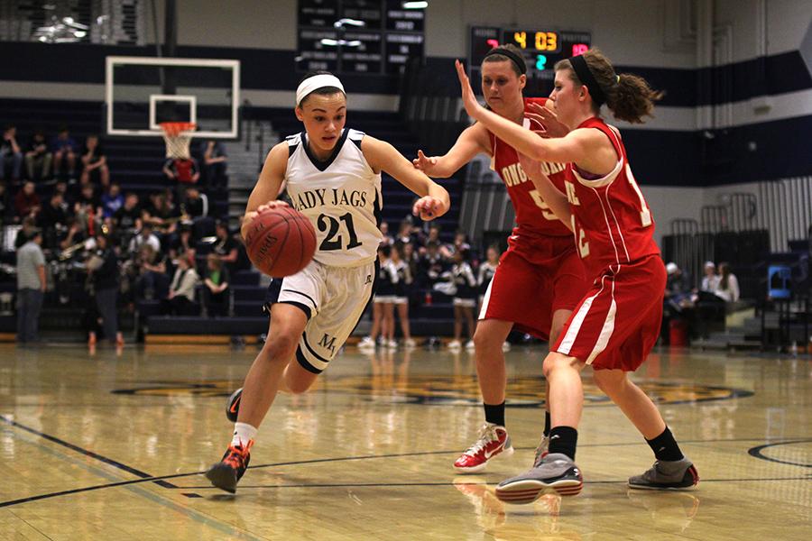 The Lady Jaguar basketball team lost 24-39 to Tonganoxie on Tuesday, Feb. 25.