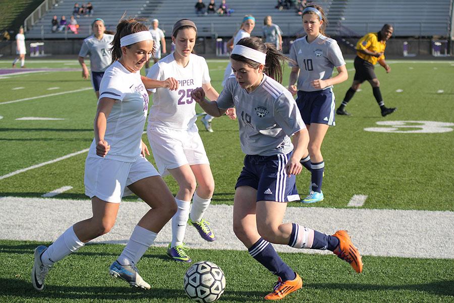 The girls soccer team fell to the Piper Pirates, 2-1, on Thursday, April 10. 