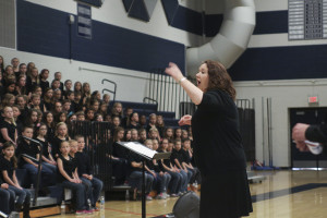 Elementary school choirs perform together in choral festival