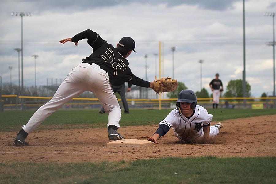 The baseball teams sweeps the Turner Bears in a double header, 13-3, 18-3, on Thursday, May 1.