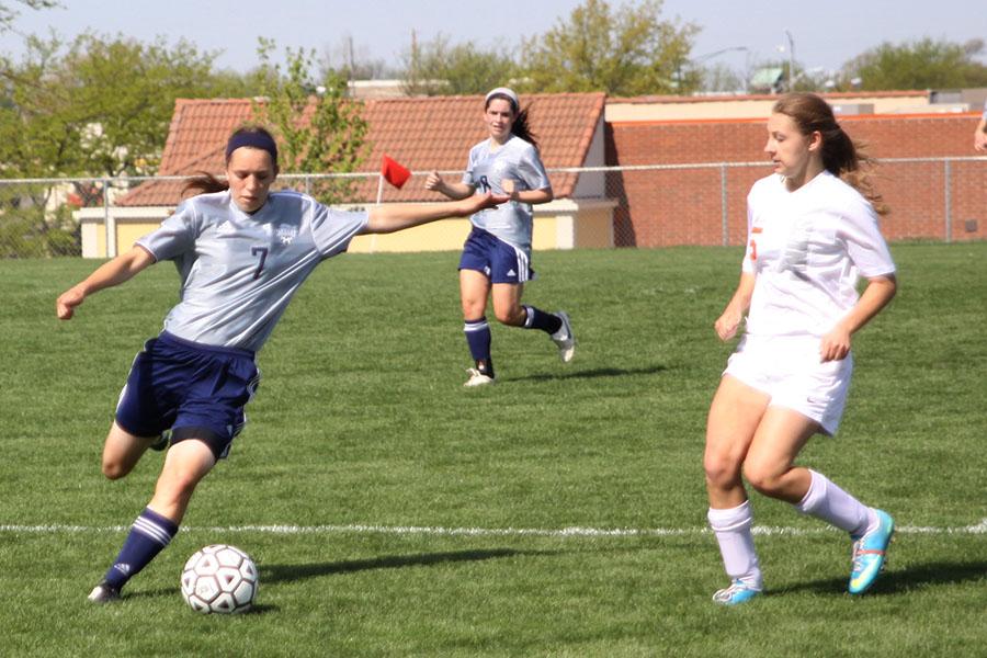 The+girls+soccer+team+competed+again+the+Shawnee+Mission+Northwest+Cougars+and+fell+3-0+on+Saturday%2C+May+3.+