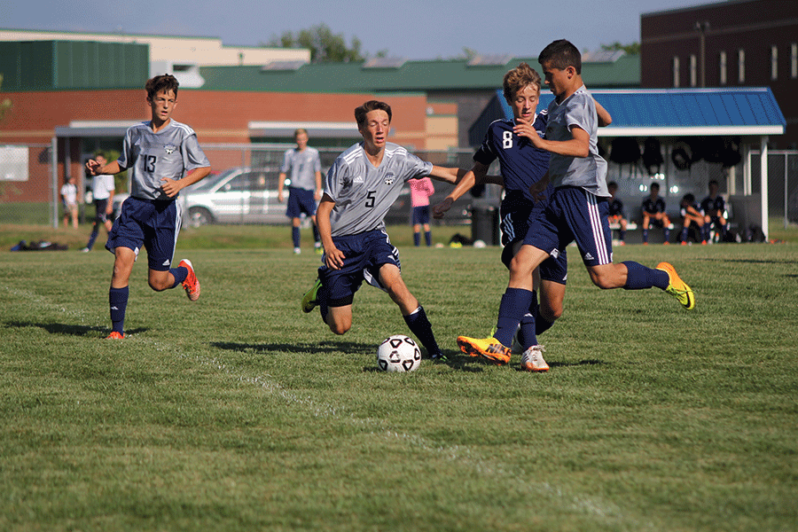 The boys soccer team started its season off with a team scrimmage on Friday, Aug. 29 as a part of Mill Valley Night Lights.