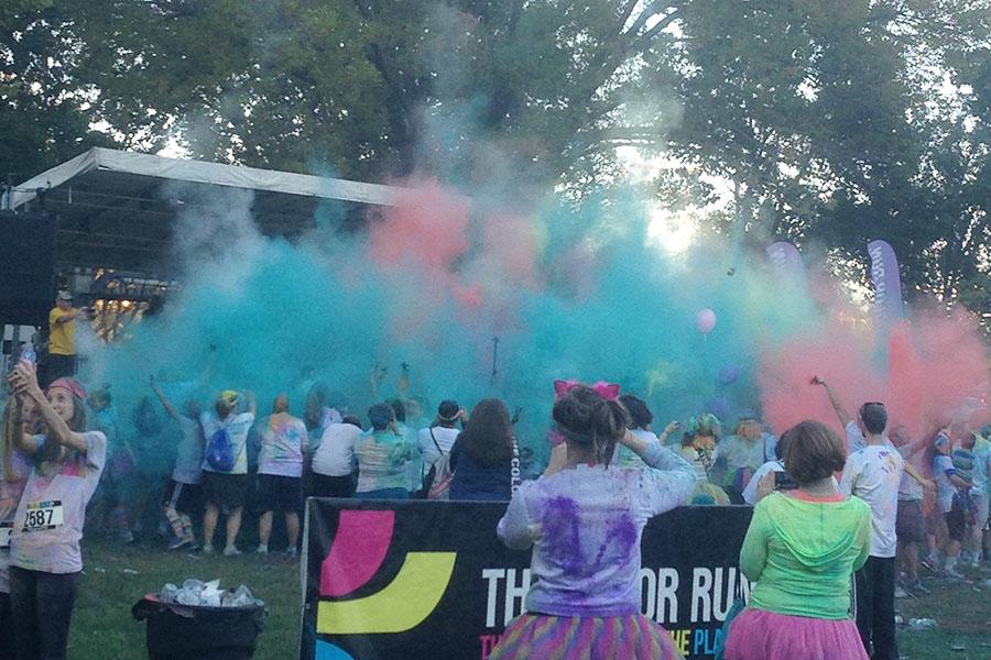 Mill Valley students participate in the Saturday, Oct. 18 Color Run to provide people both healthiness and happiness. (Photo contributed by Michaela Dervin)