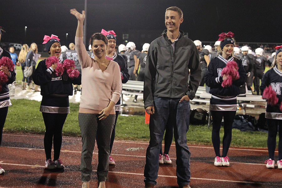  Former Mill Valley Homecoming royalty Domonique Johnson, class of 2007, and Andrew Eigsti, class of 2012, got recognized at the Homecoming football game. “I was excited to come back, because it is my Alma mater.” Johnson said “I live around here and my brother works at Mill Valley, so I was excited to come back.”