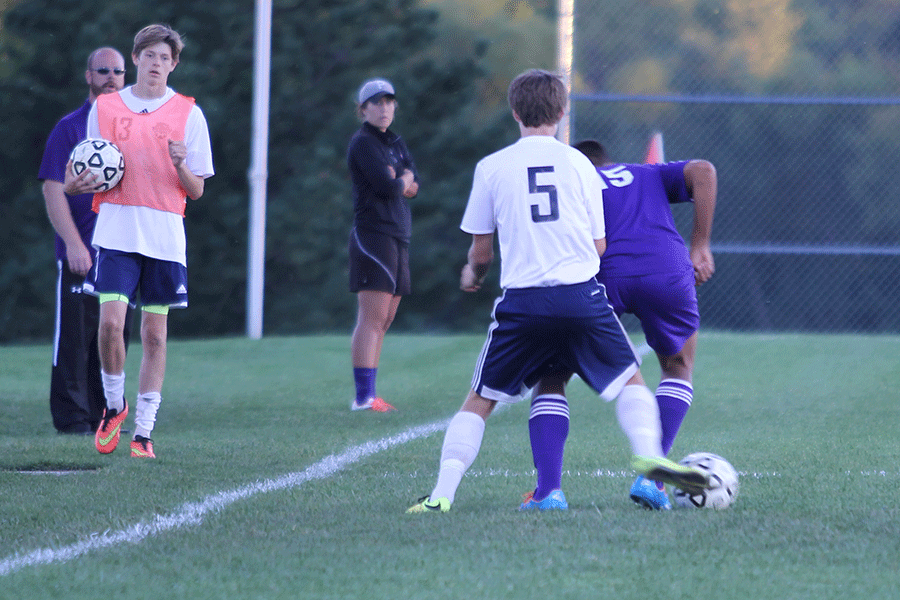 Center Defender Hayden Vomhof helps the team defeat Piper on October 7, with a score of 9-0.
