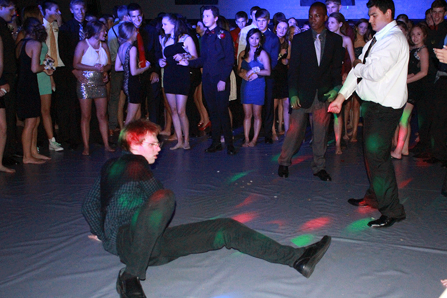 Junior Will McFarlin shows off his moves in a dance circle at the Homecoming dance on Saturday, Oct. 11.