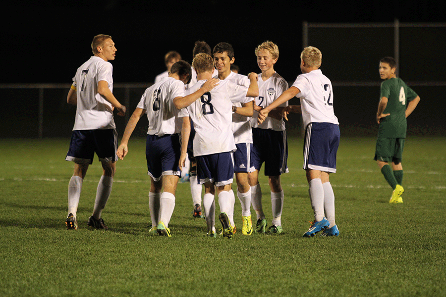 The+boys+soccer+team+defeated+Highland+Park+6-0+in+its+first+Regional+game+on+Tuesday%2C+Oct.+28.+The+team+will+play+in+the+Regional+Championship+game+at+Pittsburg+on+Thursday%2C+Oct.+30.