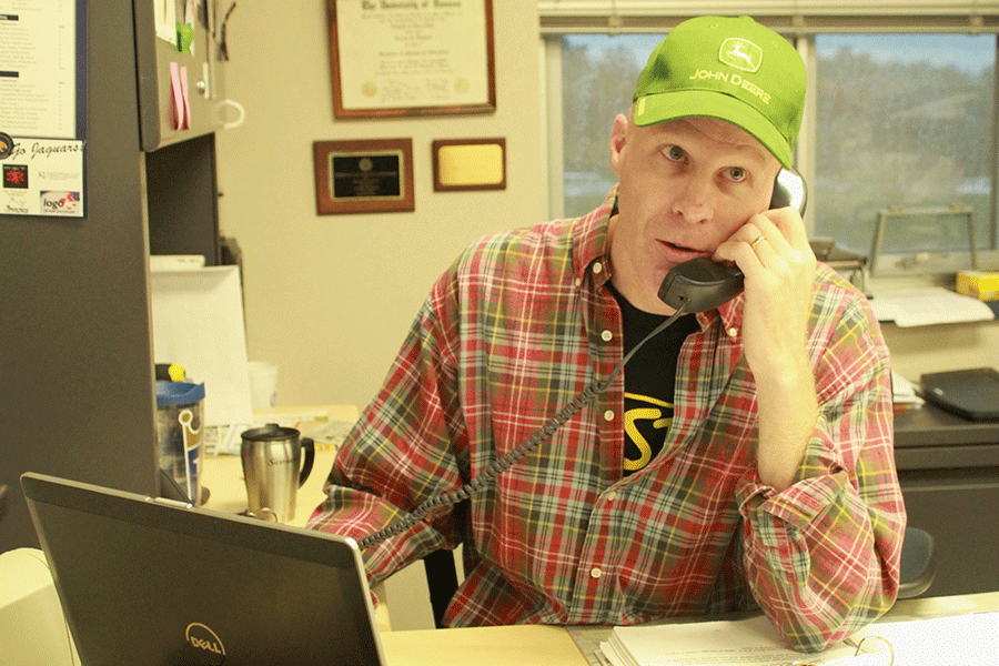 Communication arts teacher Justin Bogart reads the anti-bullying tip of the day on Thursday, Oct. 9.