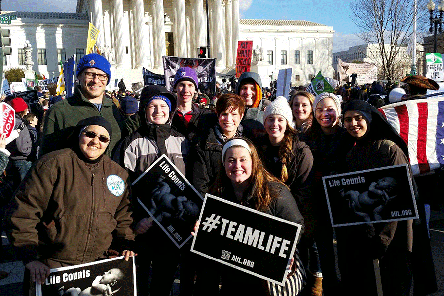 Junior Matt Butko is seen with his friends in Washington D.C. on Thursday, Jan. 22 for the March for Life. 