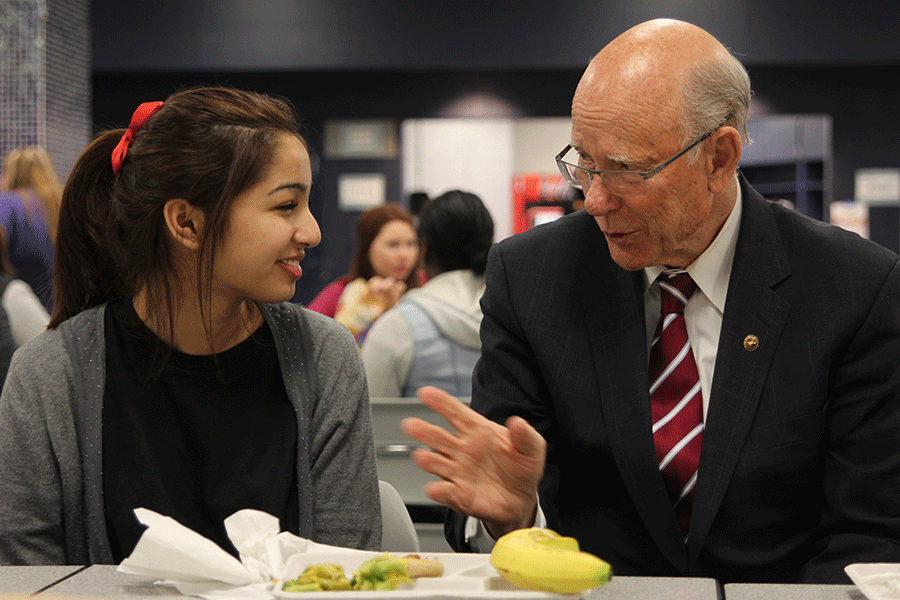 Sen. Roberts also visited with students in the lunchroom about their impressions of the lunch options.