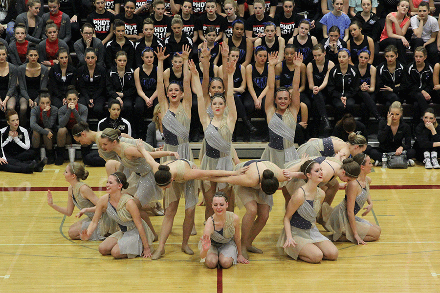 On Saturday, Jan. 24, the members of the Silver Stars Dance Team begin their contemporary group routine.