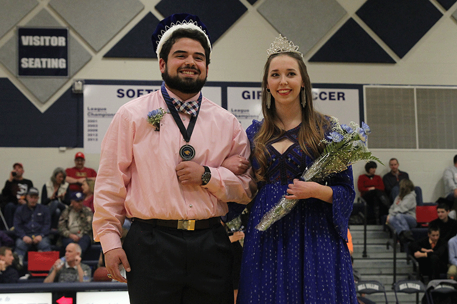 Seniors+Sebastian+Uriarte+and+Mikaela+McCabe+were+crowned+King+and+Queen+of+Winter+Sports+at+the+coronation%2C+taking+place+during+half+time+of+the+boys+basketball+game+against+Tonganoxie+High+School+on+Friday%2C+Jan.+16.+