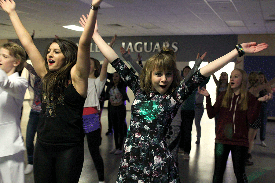 Freshman Autumn Webb dances to the song Y.M.C.A. by Village People on Friday, Jan. 16.