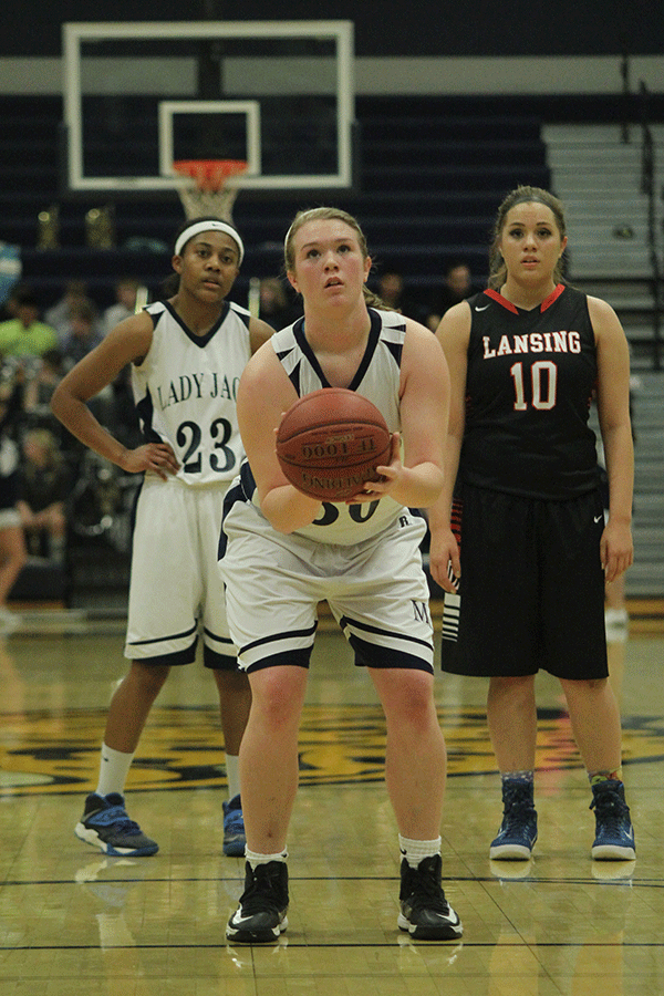 Junior Catie Kaifes prepares to shoot a free throw.