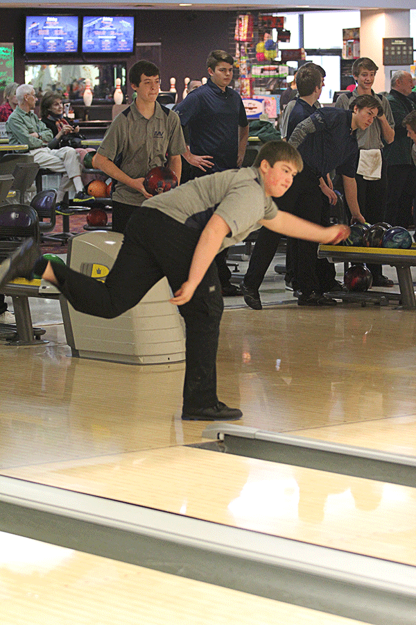 Sophomore Jesse Bowden finishes his arm swing.