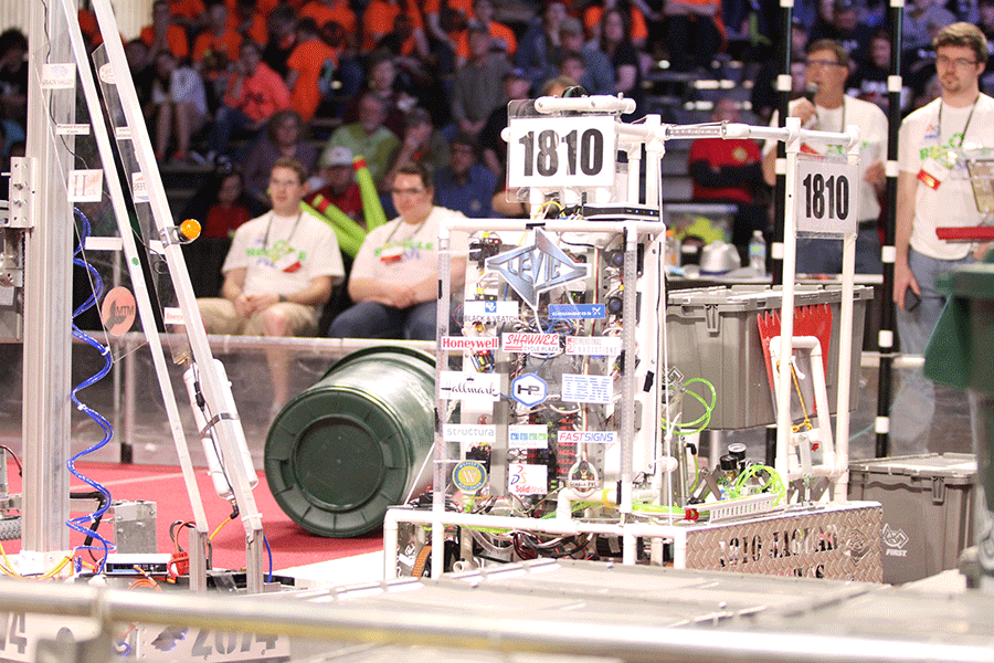 Robot 1810 is controlled by Mill Valley robotic competitors. 
