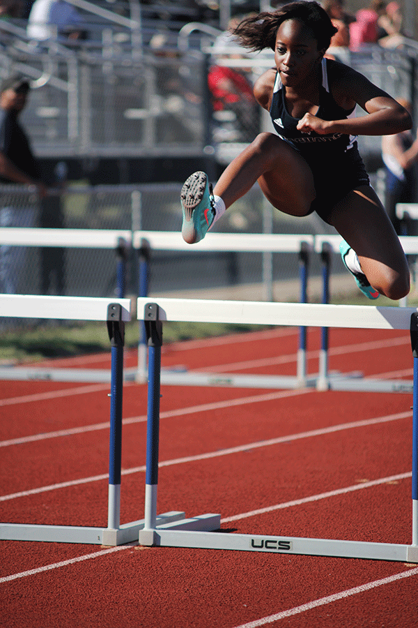Sophomore Nicole Lozenja compete in the 100 M  hurdles.
