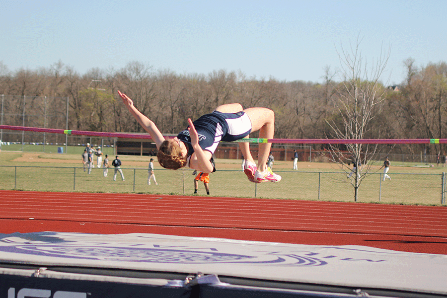 Senior Ally Shawger competes in the high jump at the Leavenworth invite.
