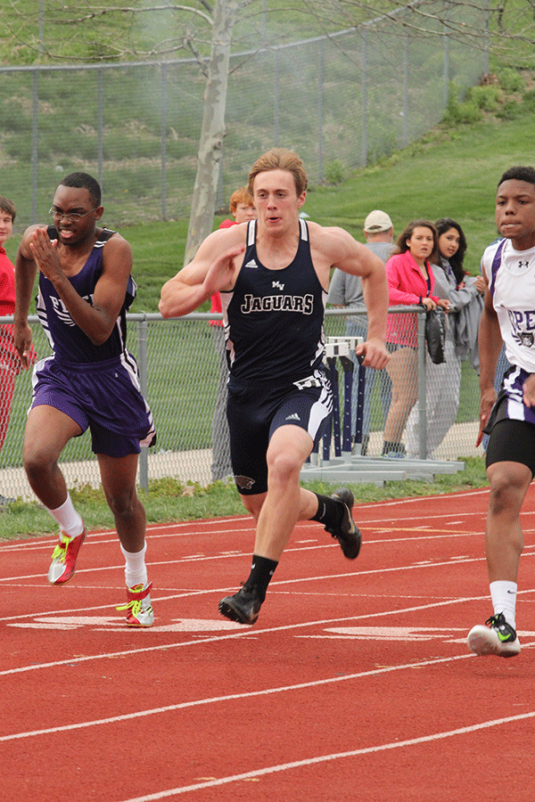 Sophomore Tristen Milne begins the 100m dash.