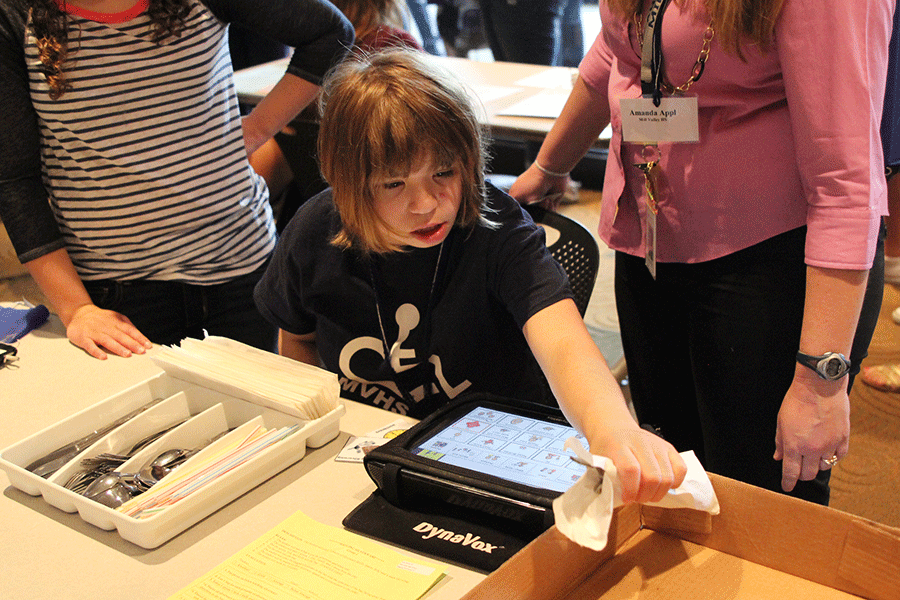 While competing at the Job Olympics, sophomore Julie Burke focuses on bagging silverware.