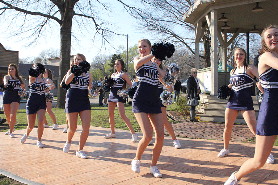 The Silver Stars perform a sideline routine at Taste of Shawnee on Saturday, Apr. 4.