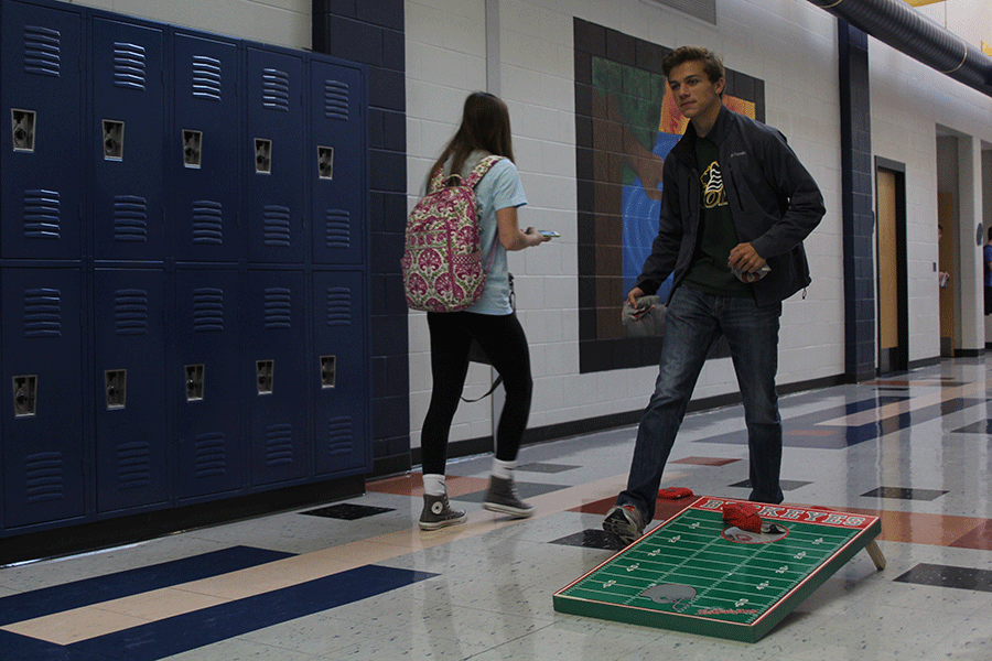 Senior Eric Marquardt plays a tailgate game. 