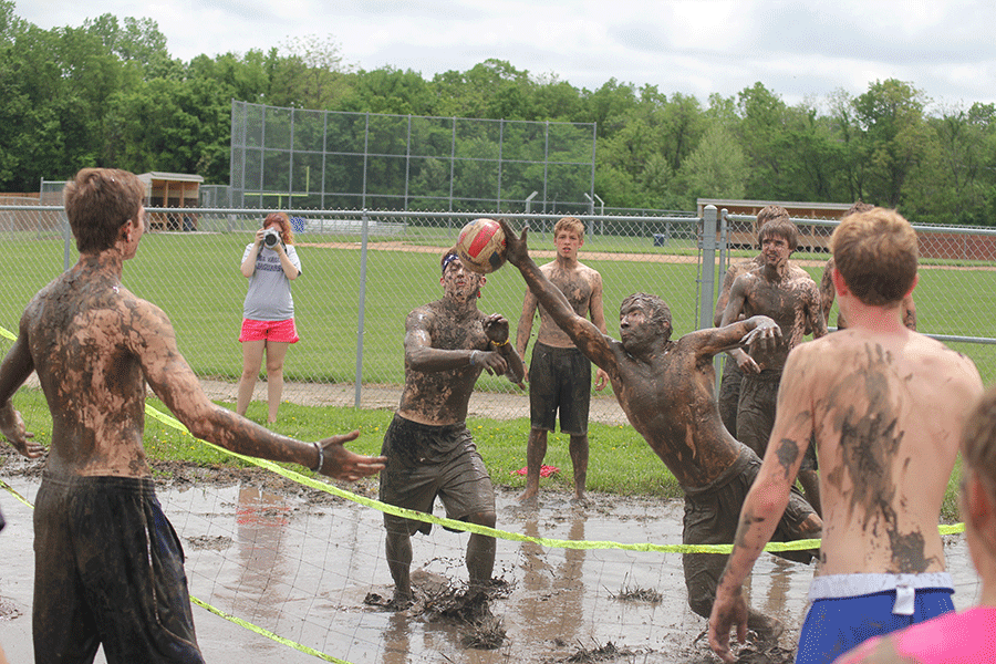 Sophomore Jack Eber blocks the ball.