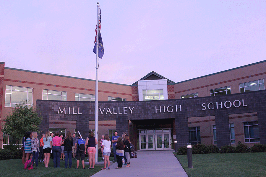 For the national See You At The Pole prayer event, students and staff pray around the flagpole on Wednesday, Sept. 23.