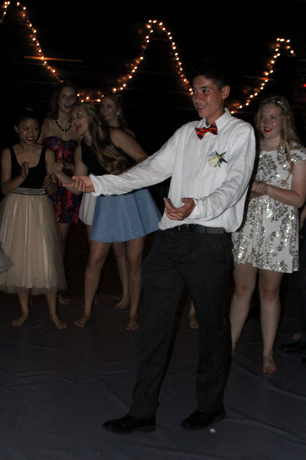 Sophomore Drake Brizendine joins in on a dance battle on Saturday, Sept. 19.