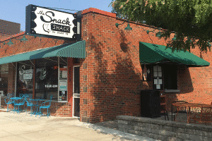 Sidewalk view of the Snack Shack on Sante Fe in Overland Park.