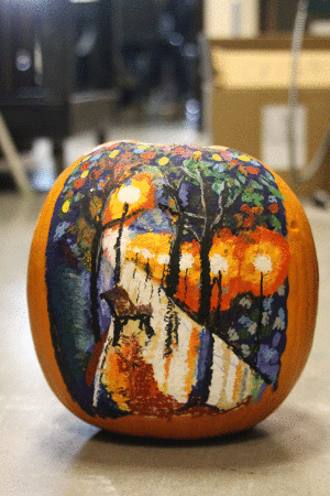 Students recreate "Loneliness of Autumn" by Leonid Afremov.