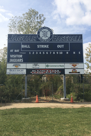 The new scoreboard on the baseball field was put up on Friday, Sept. 25.
