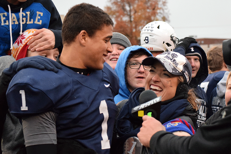 During his interview with the Time Warner Cable sports channel, senior Christian Jegen’s mom runs to hug him. “I couldn’t wait any longer [to see you]” she said. 