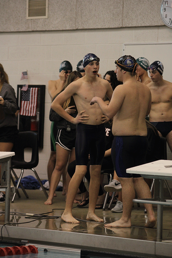 Talking to senior Brennan Tener, freshman Jakob Twigg reflects on his first race for Mill Valley swim.