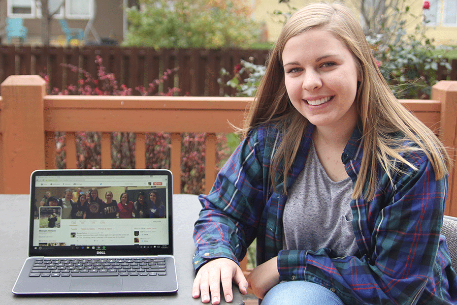Sitting next to her open laptop depicting her noteworthy personal Twitter account, senior Morgan Nelson shares her recent experience with social media. “Everyone can be different on social media, it just depends,” Nelson said.