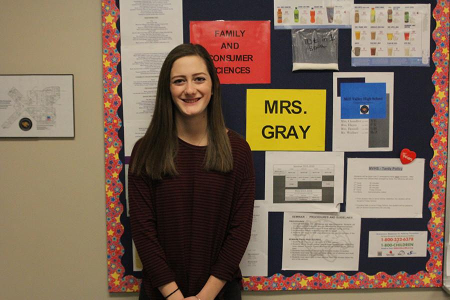 Senior Breanne Young stands in FACS teacher Ellee Grays class on Thursday, Dec. 9. Young is involved in an internship through Grays Career and Community Connections class at a local nursing home.