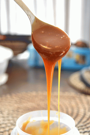 When warm, caramel becomes soft and easier to drizzle.