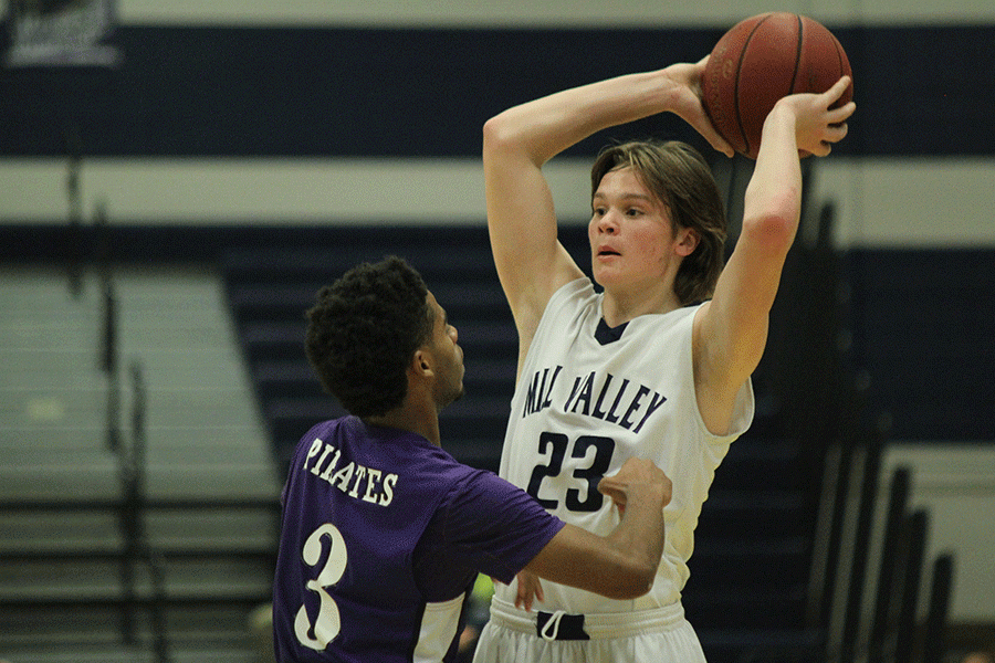 Sophomore Cooper Kaifes looks to pass the ball. 