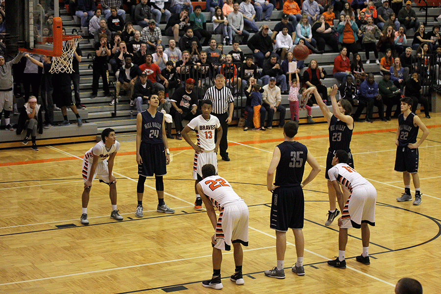 In order to tie the game, sophomore Cooper Kaifes shoots a free-throw. The Jaguars fell to the Bonner Springs Braves 67-65 on Friday, Jan. 8.